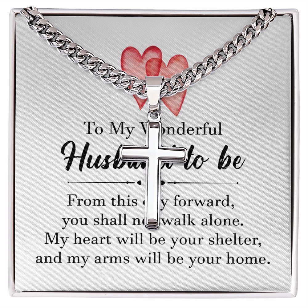 To My Husband-to-Be Artisan Cross Cuban Chain Two-Tone Box